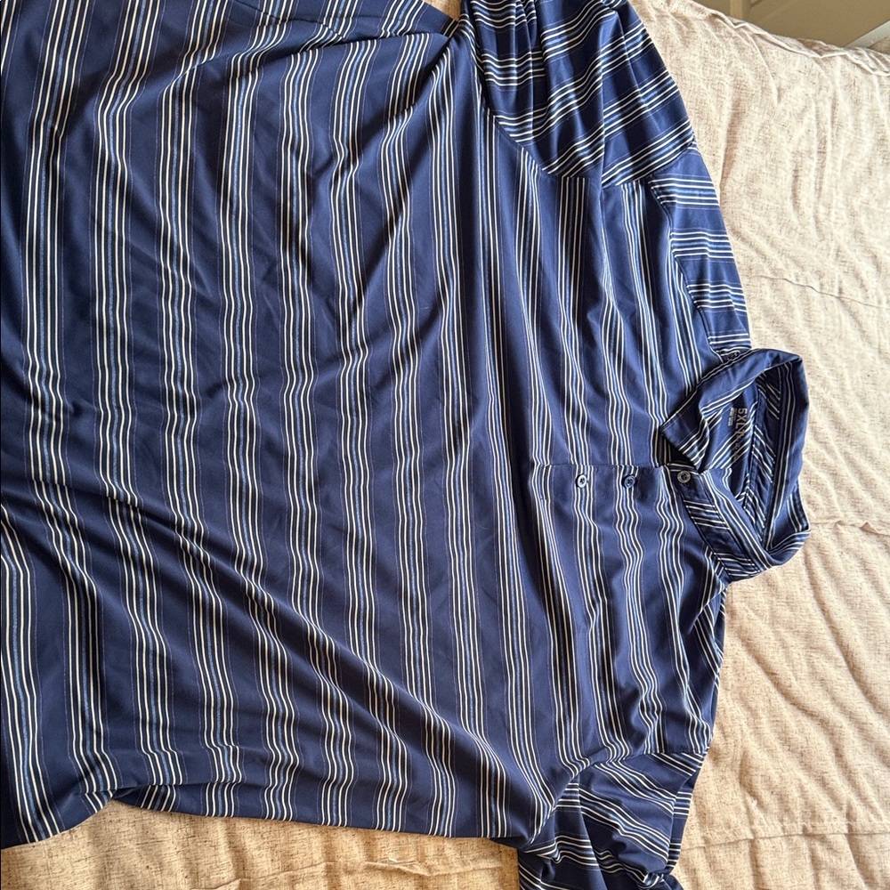 Reebok Navy and White Striped Casual Shirt